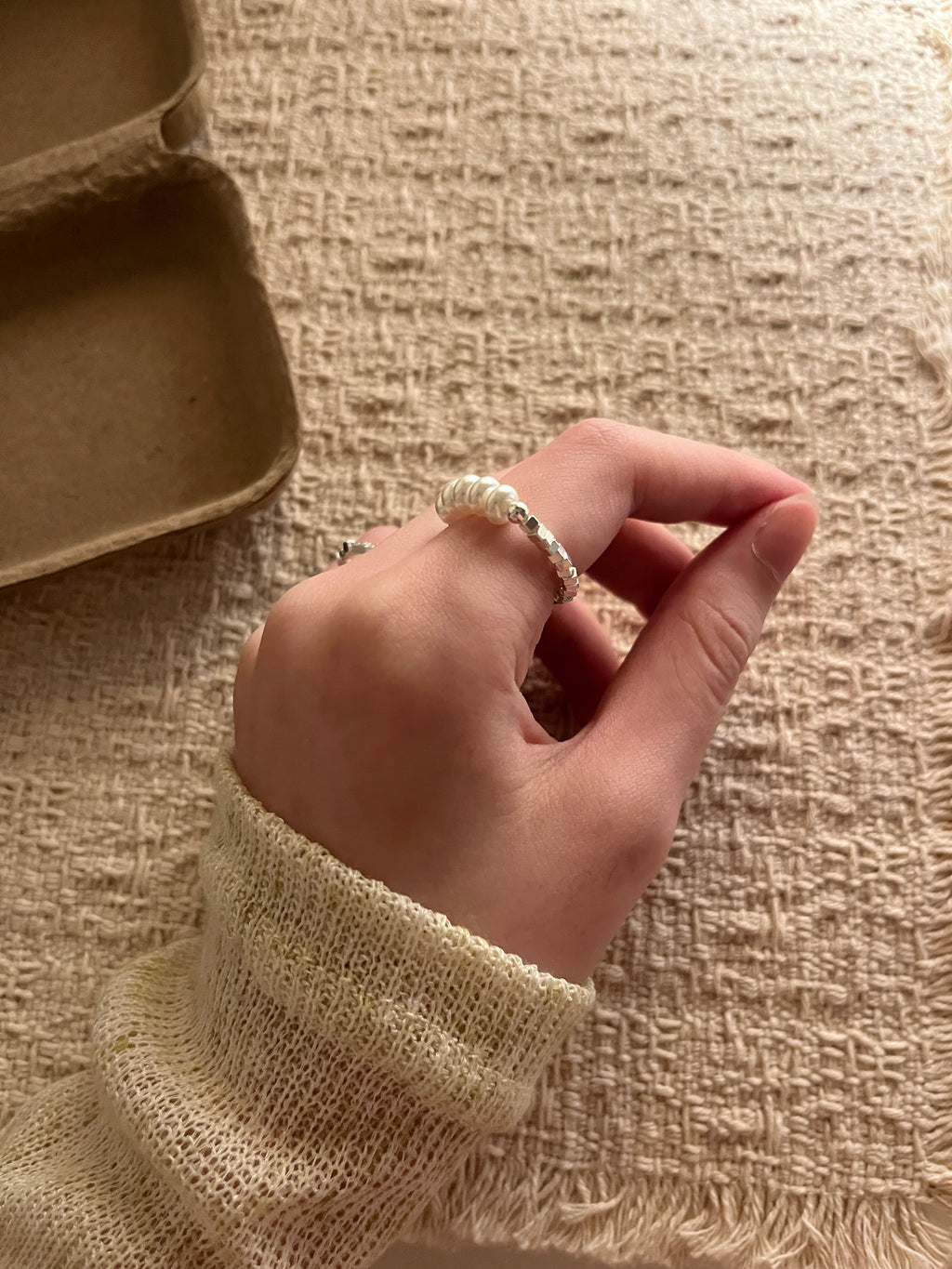 [珍珠愛好者必入!]Pearl & Block Ring Set