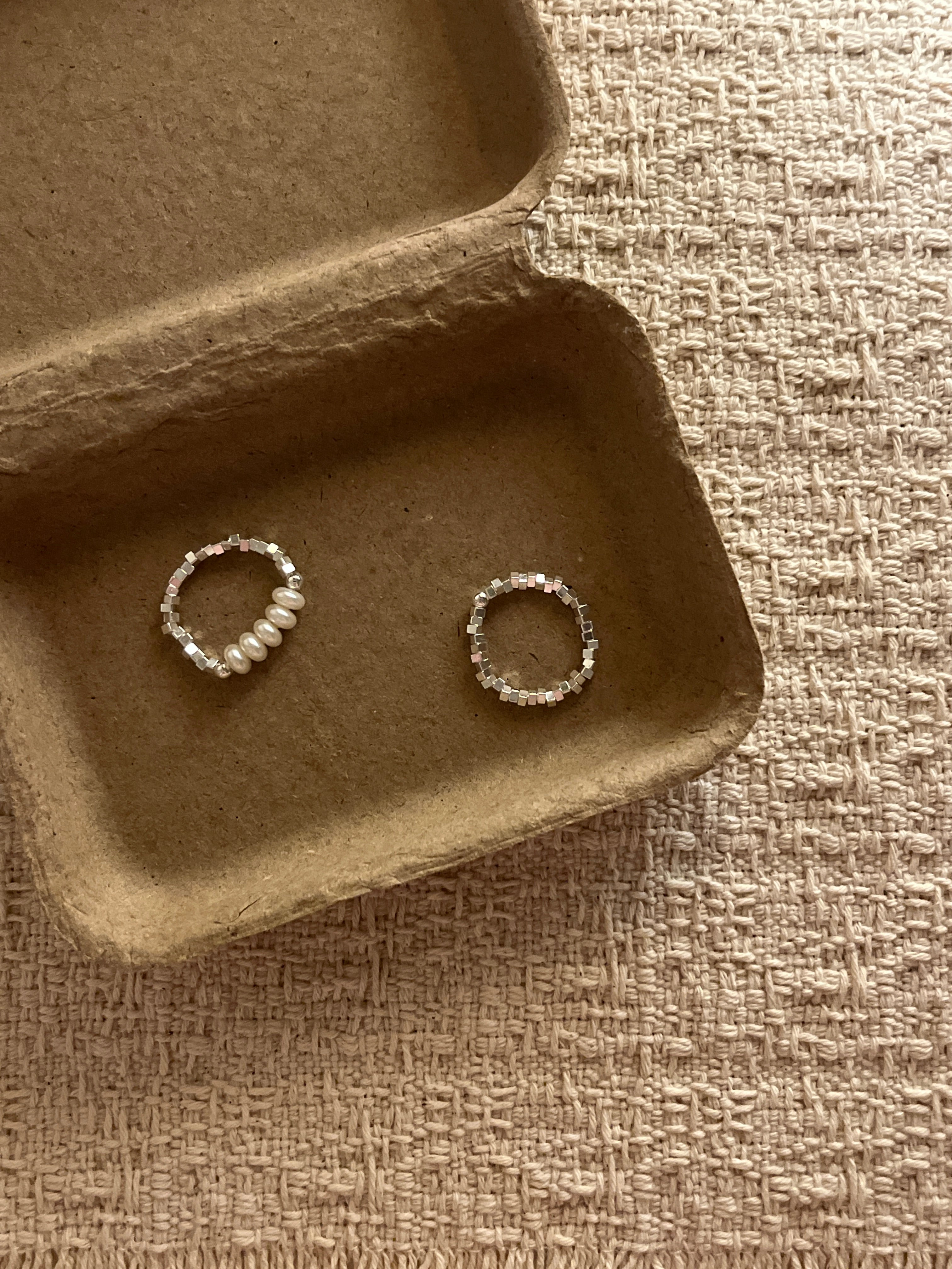 [珍珠愛好者必入!]Pearl & Block Ring Set