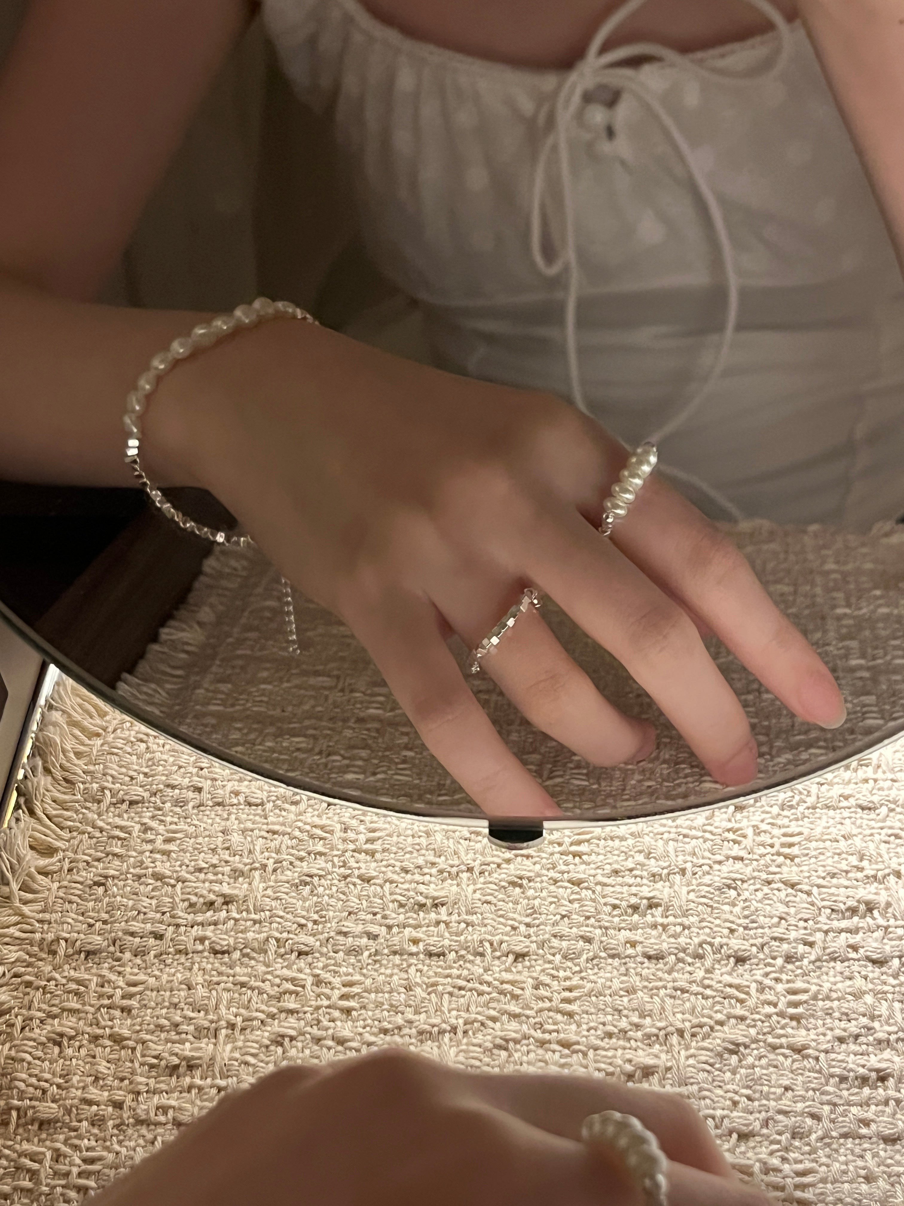 [珍珠愛好者必入!]Pearl & Block Ring Set
