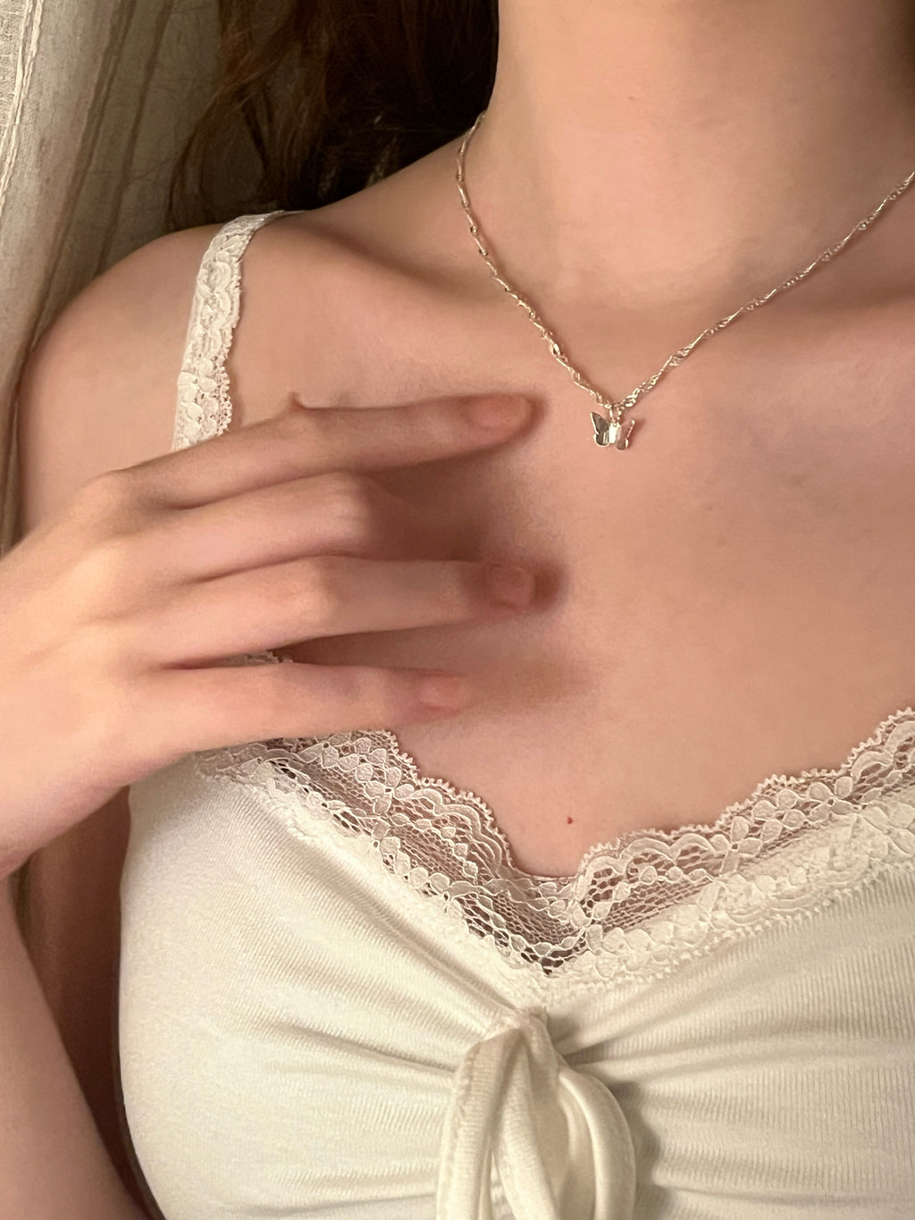 Mirror Butterfly Wave Necklace