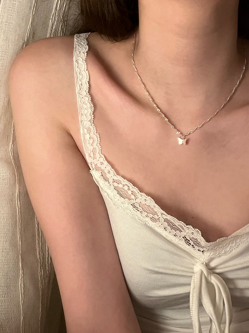 Mirror Butterfly Wave Necklace