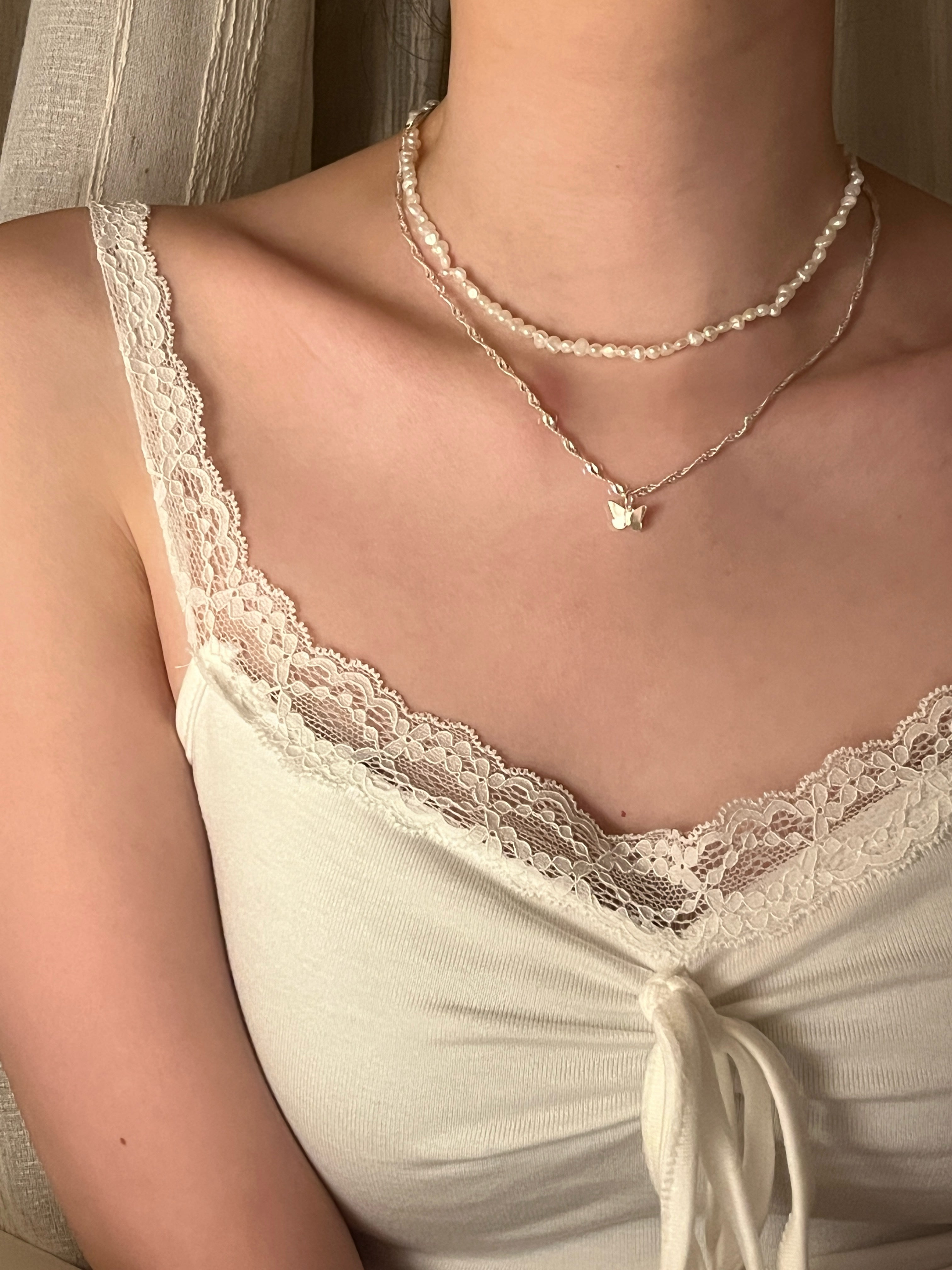 Mirror Butterfly Wave Necklace