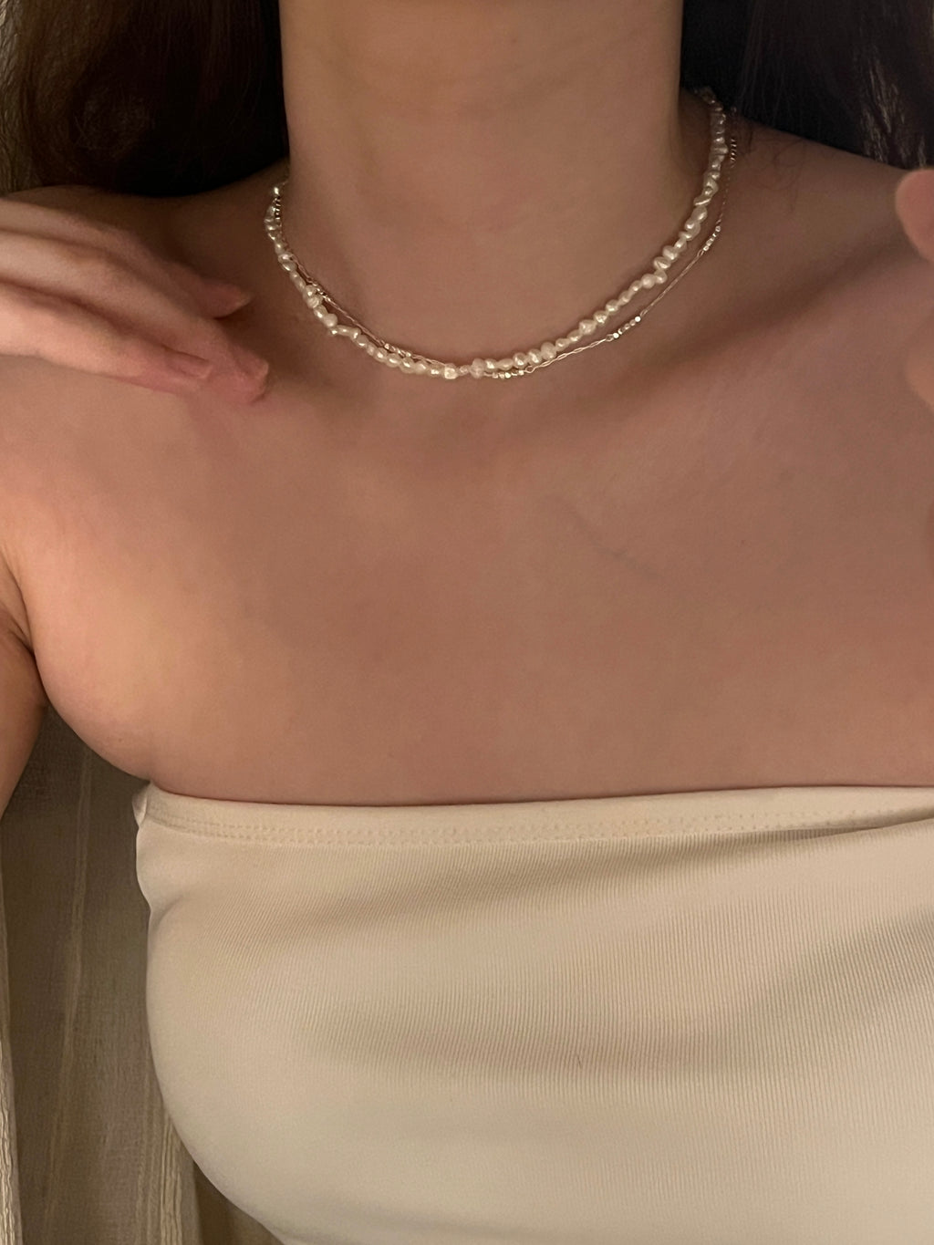 [百搭可疊戴迷你巴洛克淡水珍珠項鍊]Mini Baroque Pearl Choker