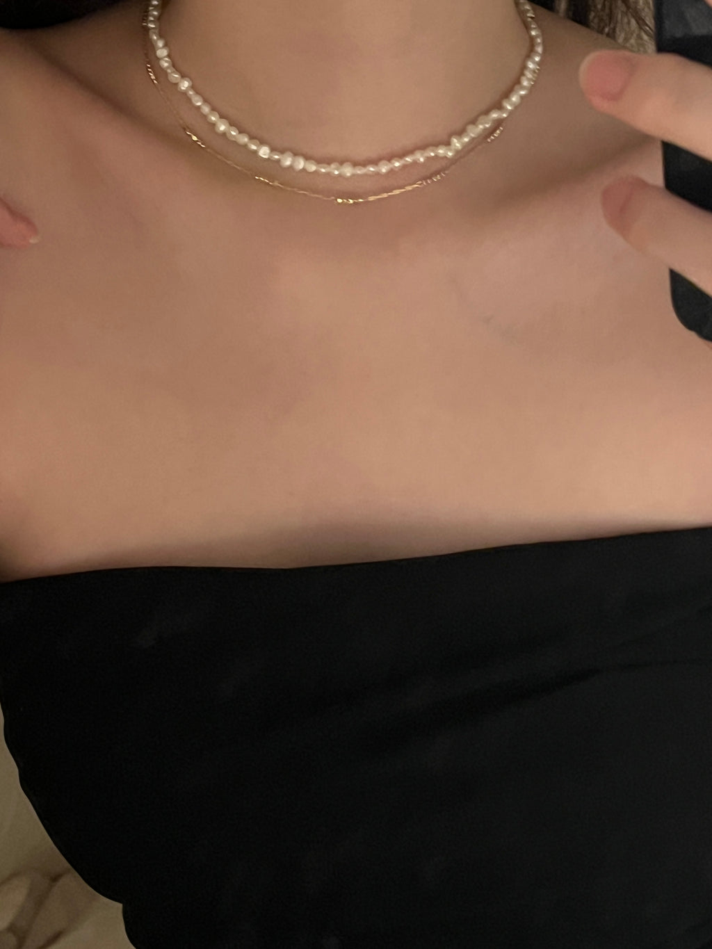 [百搭可疊戴迷你巴洛克淡水珍珠項鍊]Mini Baroque Pearl Choker