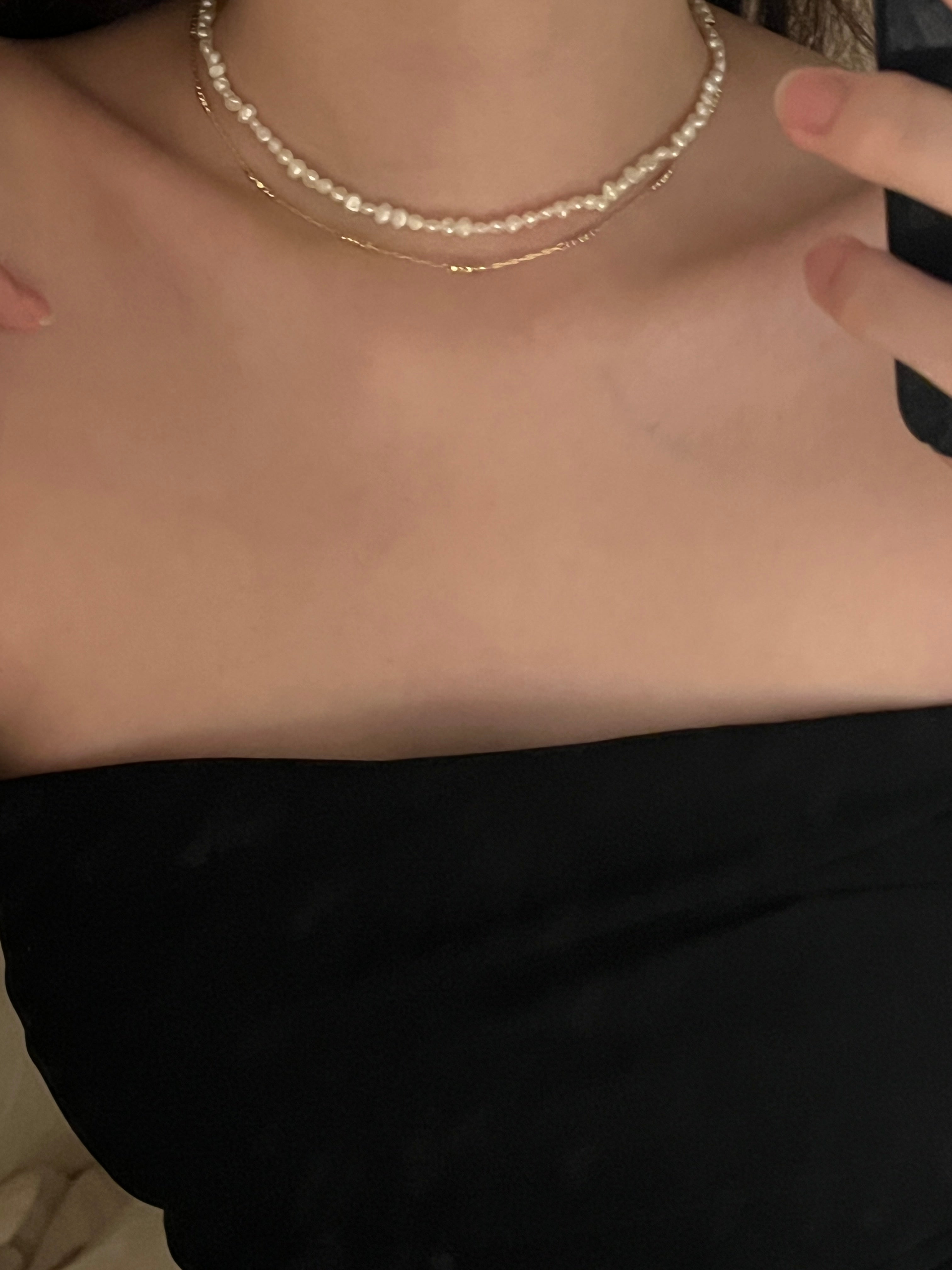 [百搭可疊戴迷你巴洛克淡水珍珠項鍊]Mini Baroque Pearl Choker