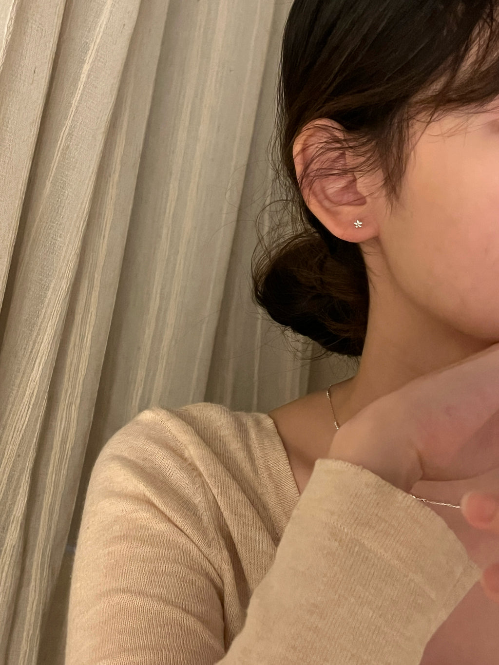 [999銀針適合長期配戴養耳洞]Delicate Blossom Studs