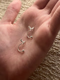 [999銀針適合長期配戴養耳洞]Crystal Butterfly C-Arch Earrings