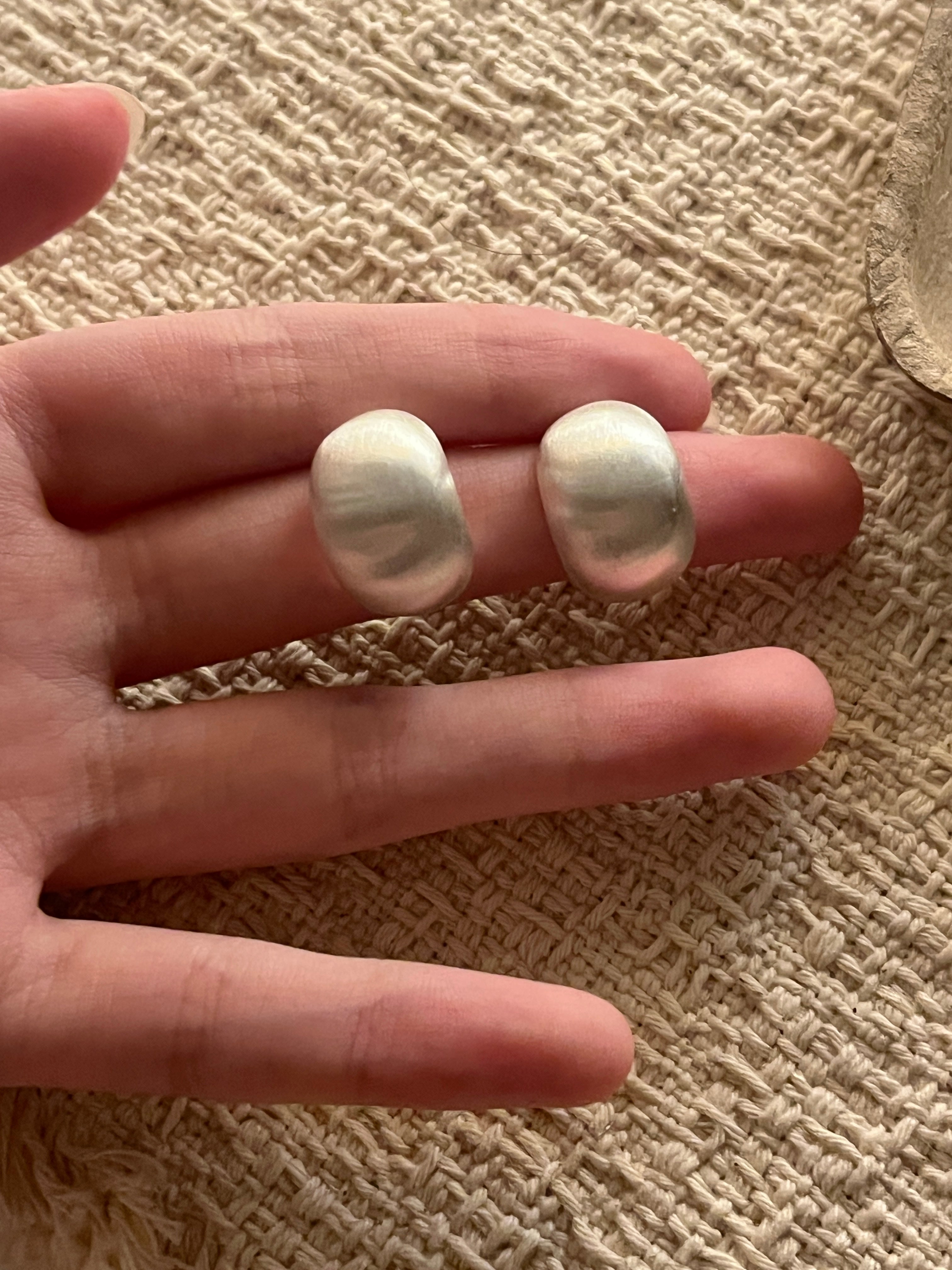 Chunky Satin Silver Earrings